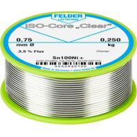 Felder ISO-Core Clear Sn100Ni+ Stagno per saldatura Bobina Sn99,25Cu0,7Ni0,05 0.250 kg 0.75 mm