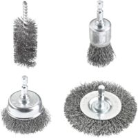 kwb Set di spazzole metalliche per trapani con supporto E 6.3 in filo d'acciaio, accessori per avvitatori a batteria per metallo, ad esempio per rimuovere la ruggine o la vernice