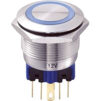 TRU COMPONENTS 701965 GQ22-11E/B/12V Pulsante antivandalo 250 V/AC 5 A 1 x On / (On) Momentaneo Blu IP65 1 pz.