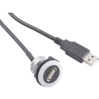 TRU COMPONENTS USB-05-BK Presa USB Presa, Spina Presa USB tipo A, illuminata su spina USB tipo A con cavo da 60 cm Cont