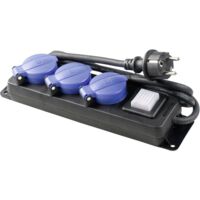 AS Schwabe 38603 Multipresa con interruttore 3 scomparti Nero, Blu Schuko 1 pz.