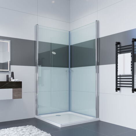 IMPTS Duschkabine Eckeinstieg Doppelt Duschtür Duschabtrennung Duschwand Dusche 70x70x185cm ohne Duschtasse