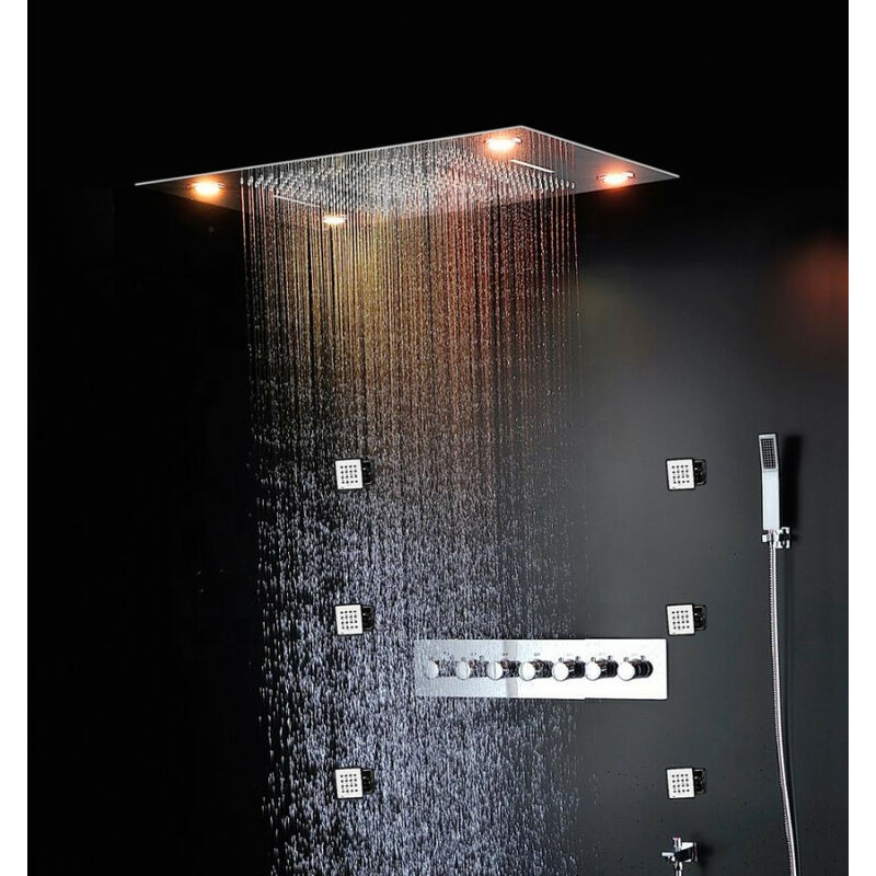 Système de douche HOShower à lumière bleue LED dorée avec affichage de la  température, colonne de douche de massage multifonctionnelle, cascade,  pluie - AliExpress