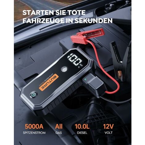 BuTure Auto Starthilfe Powerbank, 5000A Spitzenstrom 26800mAh Starthilfe  Powerbank für All Benzin und 10.0L Dieselmotor