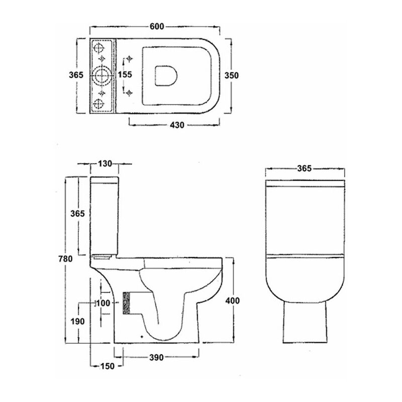 RAK Series 600 Square Compact Short Projection Close Coupled WC