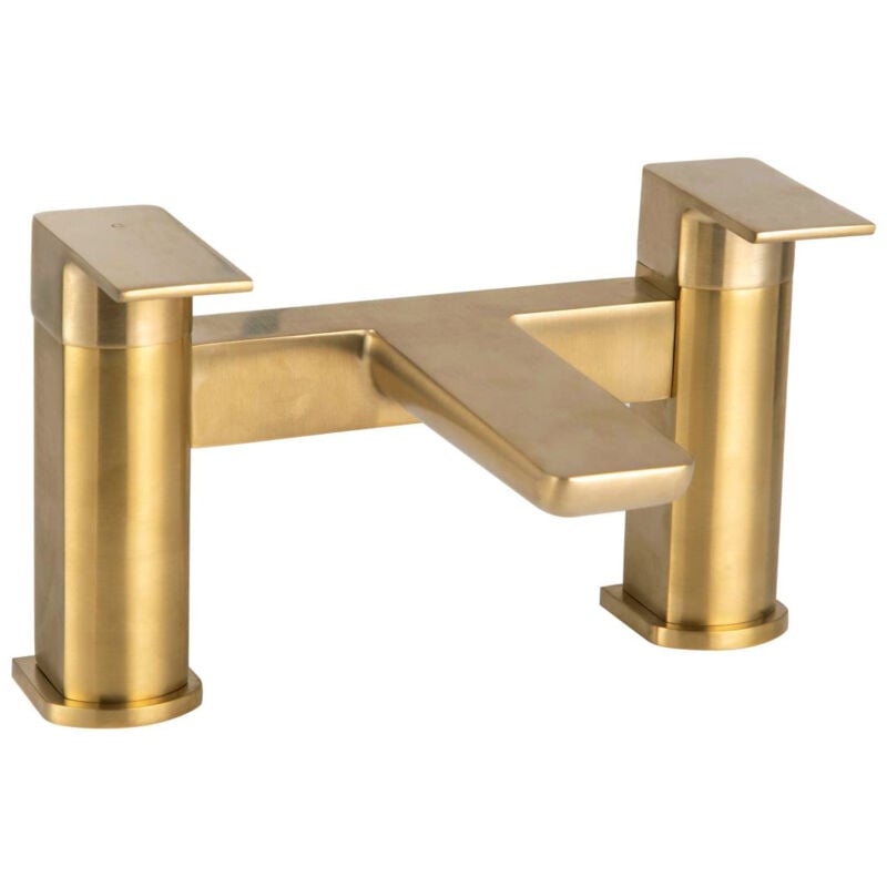 Muro Brushed Brass Finish Modern Style Bath Filler Tap Inc. Waste Option, With Waste