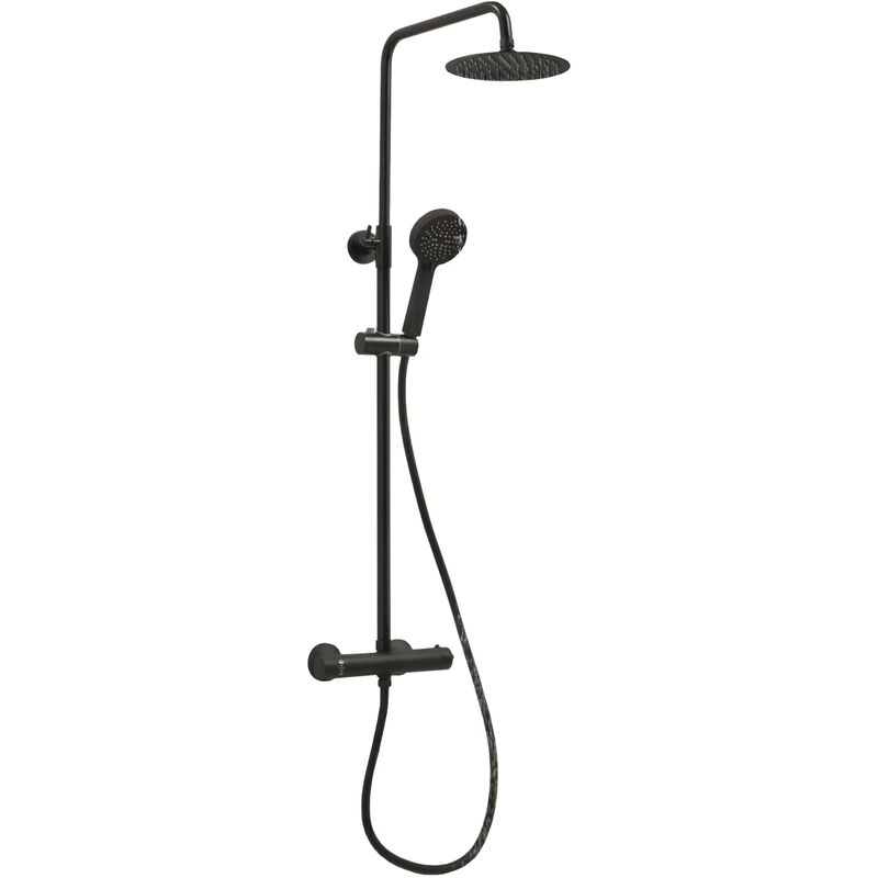Myla Matt Black Thermostatic Bathroom Bar Mixer Valve Shower Set Dual Head