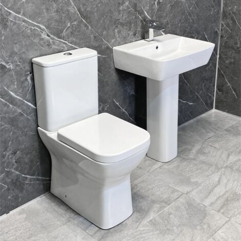 Meghana Basin and Rimless Toilet Comfort Height Set Luxury Bathroom Suite, No Tap