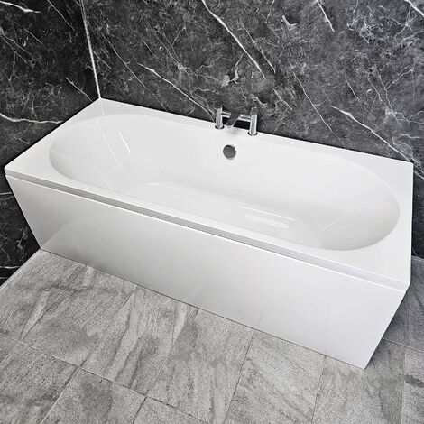 Sharon 1700mm x 750mm Double Ended Bath Slim Round Style Acrylic Modern, standard bath-without bath panel
