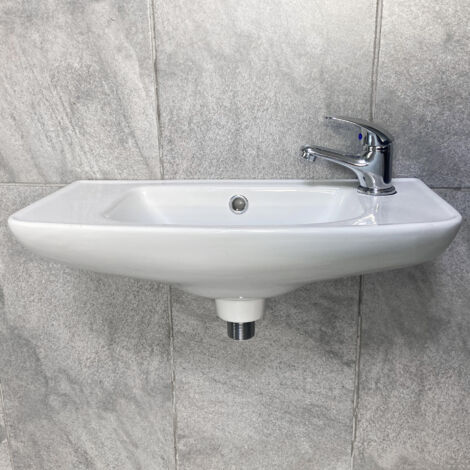 Coniston Wall Mounted Basin Cloakroom Sink 52cm 1 Tap Hole Ceramic ...