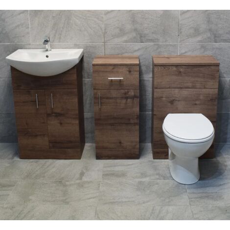 1350mm Walnut Vanity Set Suite Bathroom Storage Drawerline Toilet Basin Sink, Without tap & waste