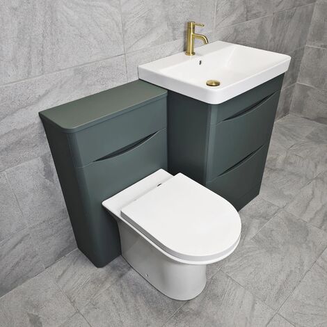 Aegean Dark Green Bathroom Vanity Suite 1100mm Basin Sink Unit + Toilet ...