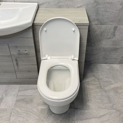1250mm Ash Grey Finish Bathroom Furniture Vanity Set Basin Sink Toilet Option, With standard pan-Without Tap & Waste