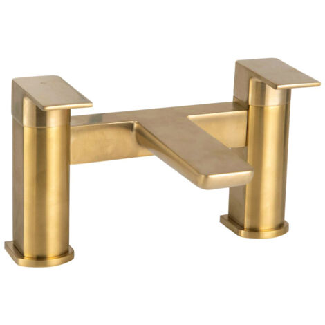 Muro Brushed Brass Finish Modern Style Bath Filler Tap Inc. Waste Option, With Waste