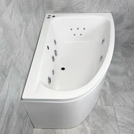 Cora Right Hand Offset Corner Bath 1500 x 1000mm Whirlpool Jet & Light Options, 6 Jets