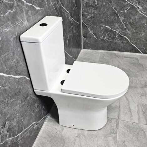 Melissa Toilet with Black Flush Button & Hinges Rimless WC Inc Soft Close Seat (1/4)