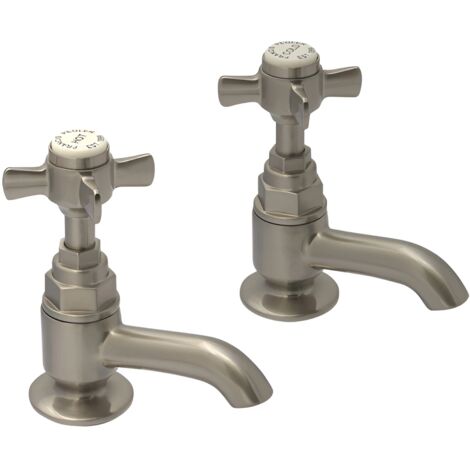 Francis Pegler Sequel Basin Taps Pair Brushed Nickel Cross Head Traditional