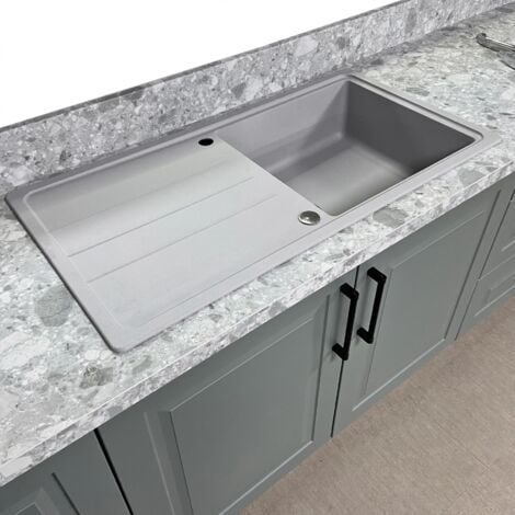 Franke Composite Kitchen Sink Light Grey Single Bowl Reversible Includes Waste