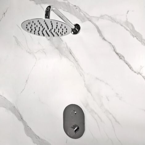 Dornach Concealed Thermostatic Shower Valve with Arm & 200mm Fixed Shower Head (1/4)