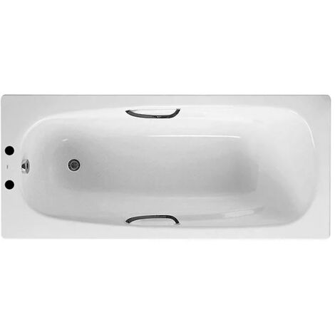 Roca Unbranded Steel Enamel Bath 1500 x 700mm With Grips 2 Tap Hole OEM White