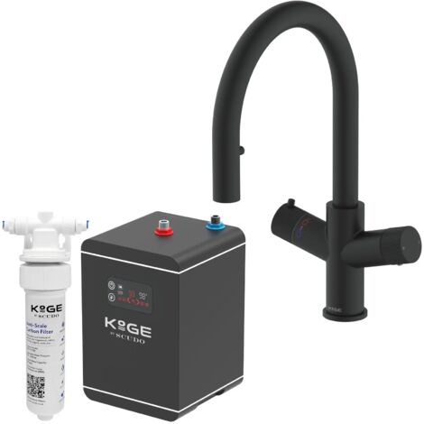 4 in 1 Instant Hot Water Kitchen Tap Swan Spout Matt Black Finish Scudo KoGE (1/5)