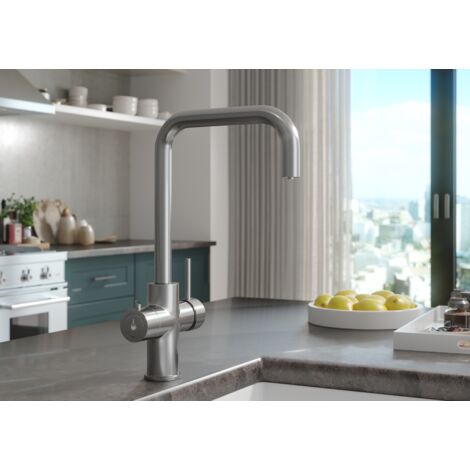 Instant Hot Boiling Water Tap 3 in 1 Kitchen Mixer Brushed Steel Finish Ellsi