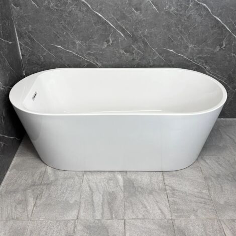 Freestanding Bath Modern White Acrylic 1680mm x 800mm Valencia Single Ended