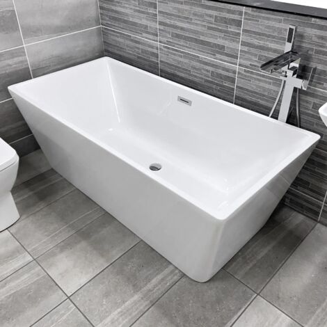 Square Freestanding Bath Tub 1600mm x 750mm Modern Style White Acrylic Giovanna