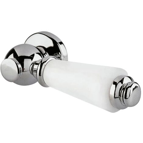 Nuie Traditional Style Lever White & Chrome Lever Flush Toilet Handle WC