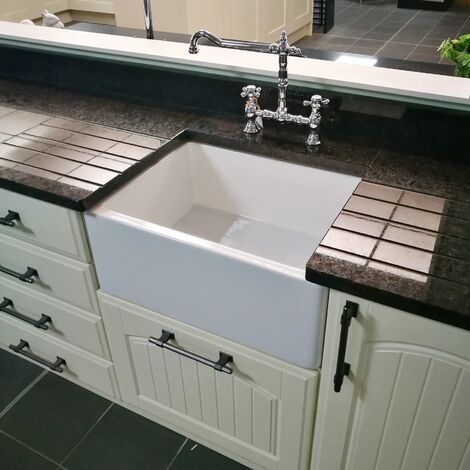 Rak Belfast Kitchen Sink Fireclay with Waste Ceramic White - 10 Year Guarantee
