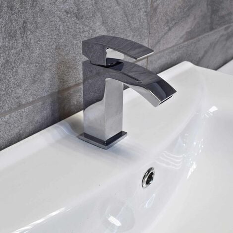 Amy Curved Basin Mono Mixer + FREE Click Waste - Solid Brass Chrome Bathroom