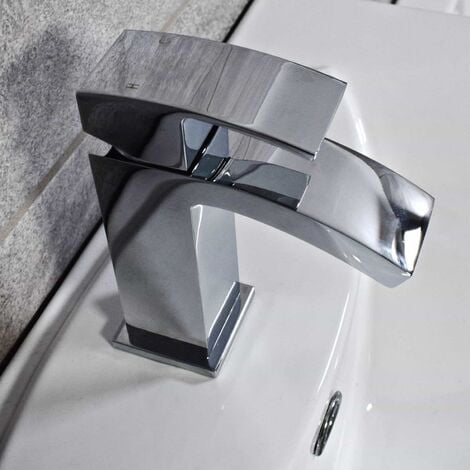 Amy Curved Basin Mono Mixer + FREE Click Waste - Solid Brass Chrome Bathroom