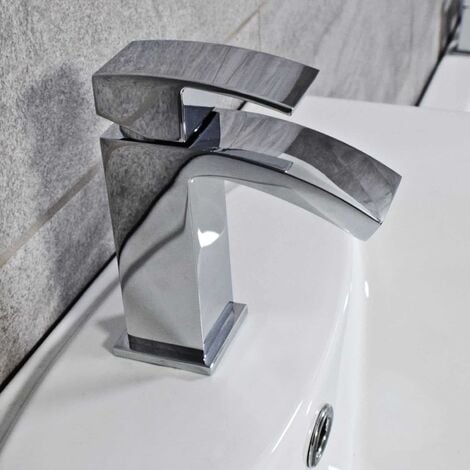 Amy Curved Basin Mono Mixer + FREE Click Waste - Solid Brass Chrome Bathroom