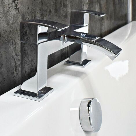 Amy Curved Bath Mixer Filler Tap - Modern Solid Brass Chrome Bathroom (1/2)
