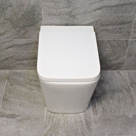 Rose Rimless Back To Wall Toilet WC Compact Comfort Height With Soft Close Seat