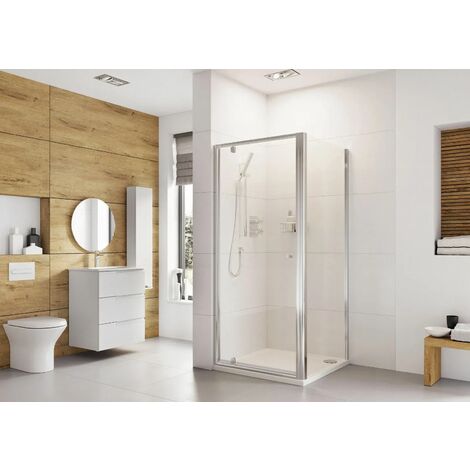 Roman Haven 6 Pivot Shower Door with Optional Side Panel Chrome Made in the UK, 800-Without Side Panel (1/5)