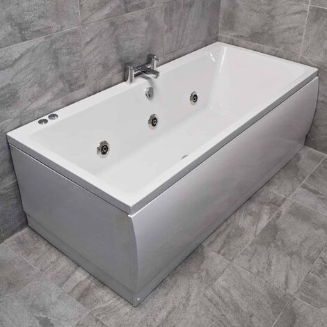 Suzie Slim 1700 x 750mm Square Centre Tap Hole Whirlpool Bath with Jets Option, 6 Jets