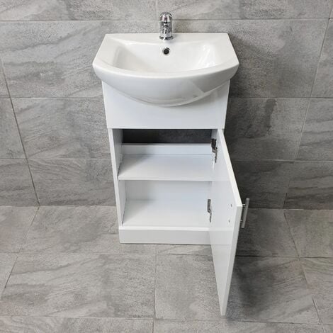 Designer Bathroom Vanity Basin Sink Unit Storage White Gloss Various Sizes, 750mm-without Tap/Waste