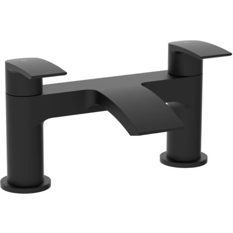 Amelia Matt Black Curved Modern Style Bath Filler Mixer Tap Including Bath Waste
