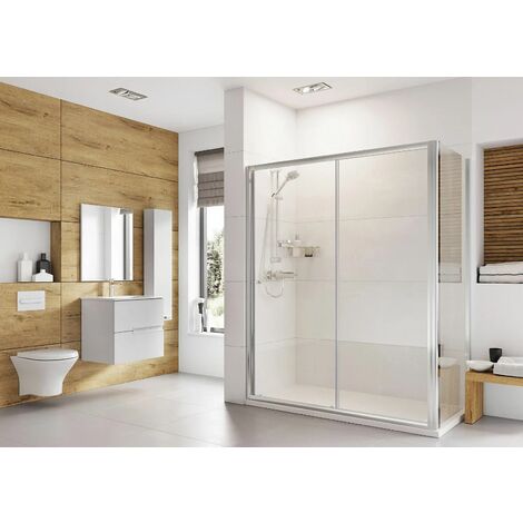 Roman Haven 6 Sliding Shower Door with Optional Side Panel Chrome Made in the UK, 1700-Without Side Panel (1/5)