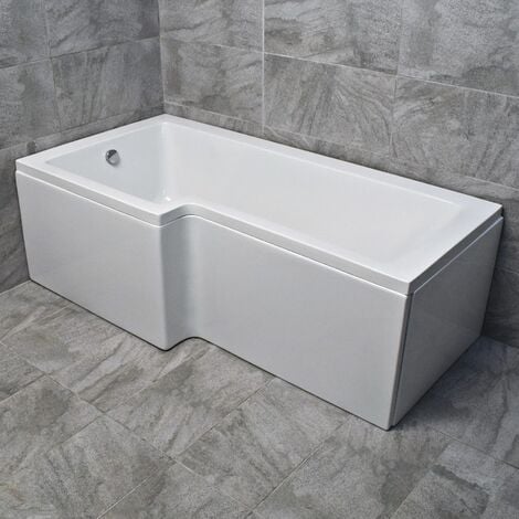 L Shaped Square Shower Bath with Screen and Panel - Left Hand Option, without end panel