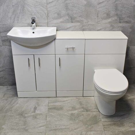 1350mm Vanity Set Bathroom Furniture Suite Sink Storage Drawerline White, Uma small tap & waste