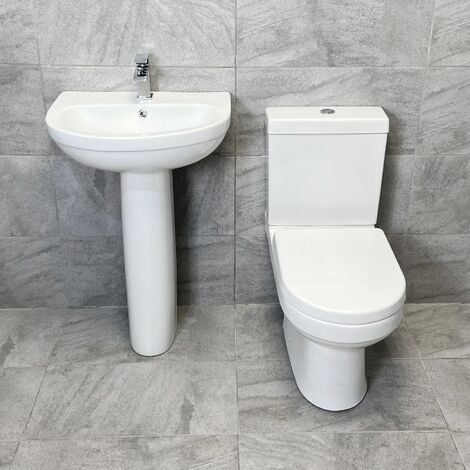 Charlotte Modern Style Basin Sink & Toilet Set Bathroom Suite Ensuite, With Tap