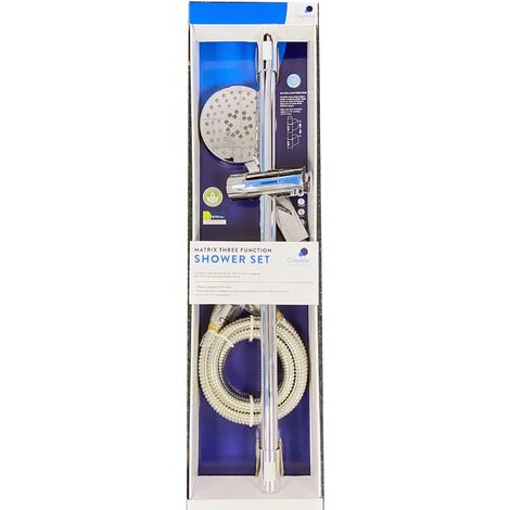 Croydex Matrix 3 Function Shower Set Inc Shower Head + Adjustable Riser Rail