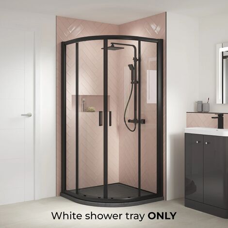 Black Framed Quadrant Shower Enclosure Cubicle Rene 800mm or 900mm, 900x900mm-With Tray