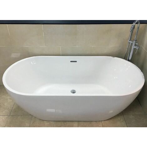 Talula Freestanding Bath Thin Rim Contemporary Modern Style Bath White Acrylic (1/5)