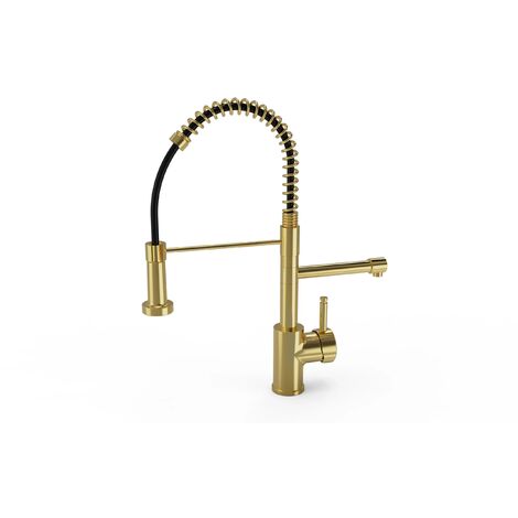 Ellsi Multiuse 3-in-1 Brushed Brass Finish Hot Water Kitchen Tap Mixer