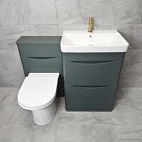 Aegean Dark Green Bathroom Vanity Suite 1100mm Basin Sink Unit + Toilet ...