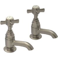 Francis Pegler Sequel Basin Taps Pair Brushed Nickel Cross Head Traditional