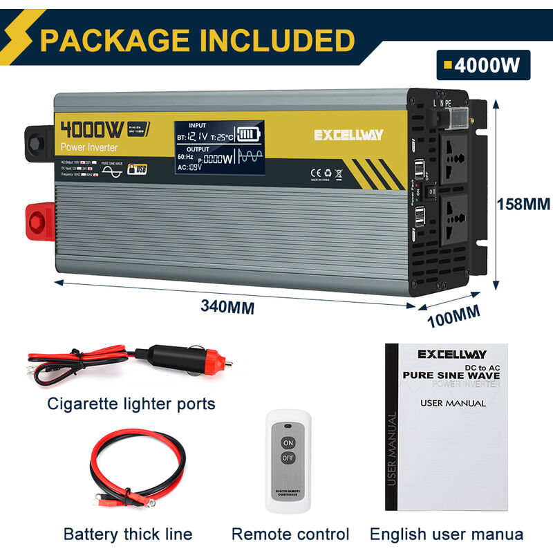 Convertisseur Sinus 24V 220V Onduleur 3200W 4000W 5000W 6000W